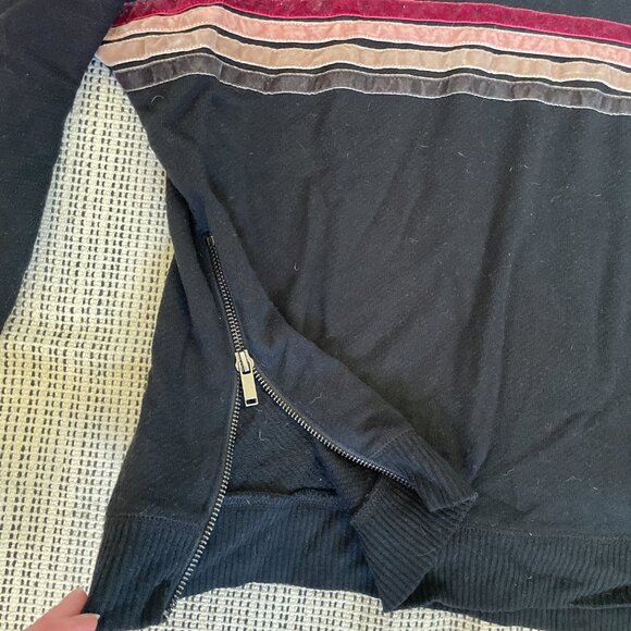 Rails Black Sweatshirt Pink Grey Burgundy Velvet Stripes - Picture 2 of 5